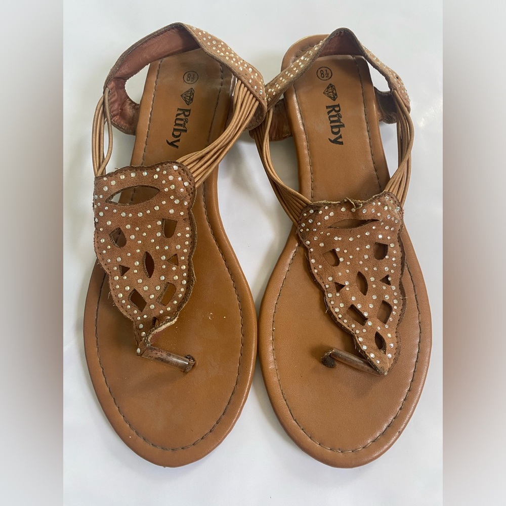 Ruby Tan Gem Flip Flops